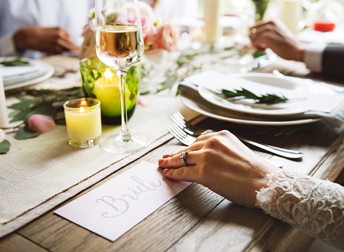 Guests at a wedding dinner