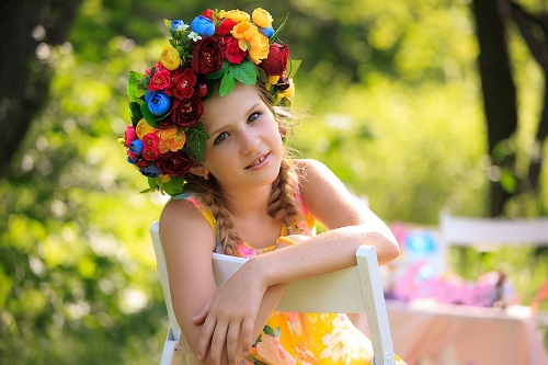 Young girl photographed outdoors